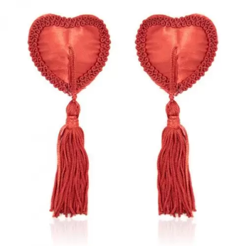 Bielizna-Heart Nipples Tassels RED