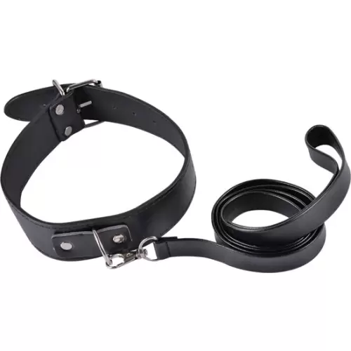 Kinky collar black collar with leash adjustable