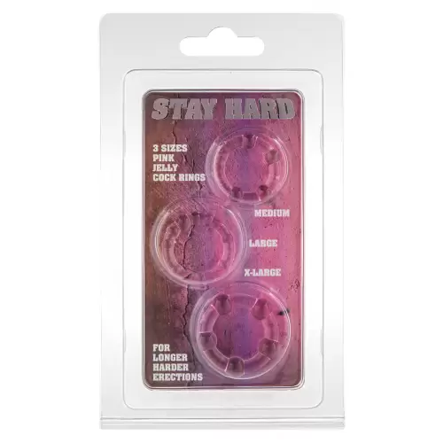 Pierścień-STAY HARD - THREE RINGS - PINK