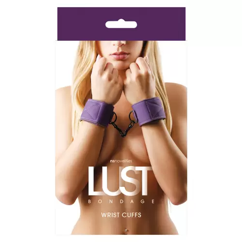 Kajdanki-LUST BONDAGE WRIST CUFFS PURPLE