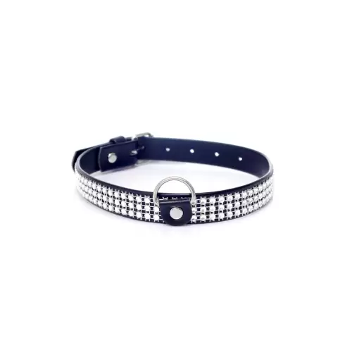 Fetish Boss Series Collar with crystals 2 cm silver