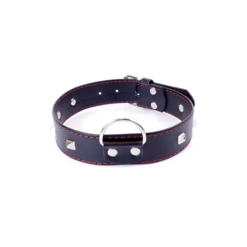 Fetish Boss Series Collar with studs 3 cm Red Line