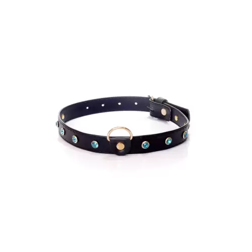 Fetish Boss Series Collar - 2 cm turquoise crystal