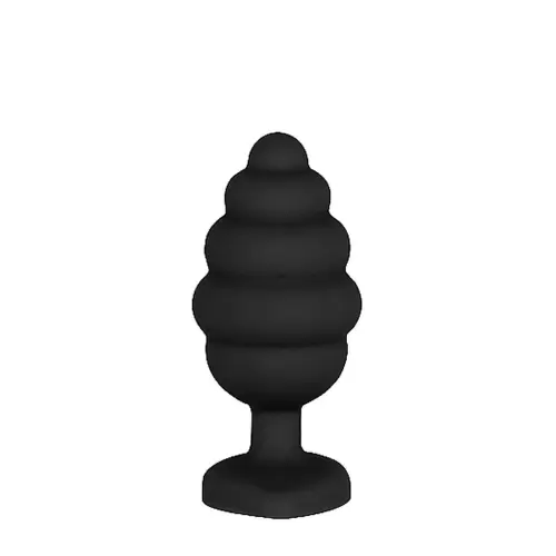 Regular Ribbed Diamond Heart Plug - Black