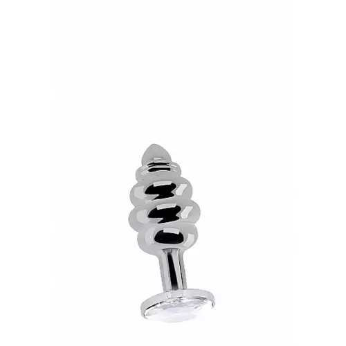 Ribbed Diamond Plug - 2.75 Inch - Silver
