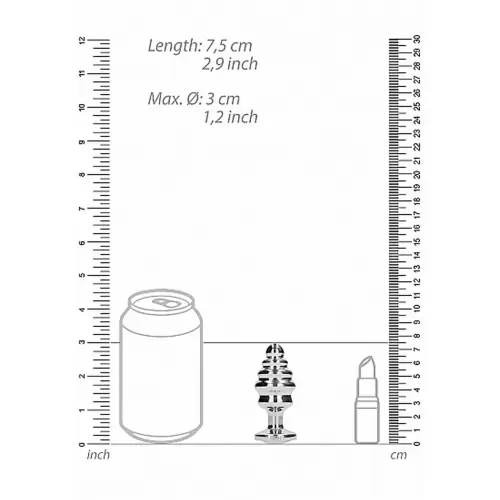 Ribbed Diamond Plug - 2.75 Inch - Silver