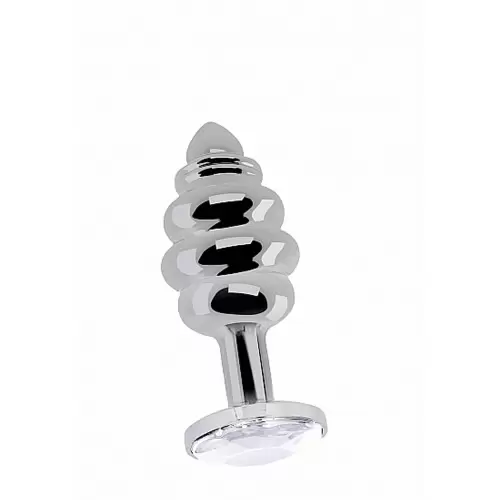 Ribbed Diamond Plug - 3.15 Inch - Silver