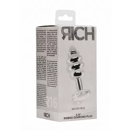 Ribbed Diamond Plug - 3.15 Inch - Silver