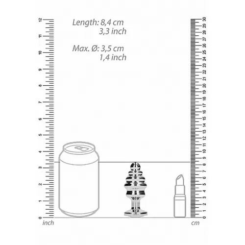 Ribbed Diamond Plug - 3.15 Inch - Silver