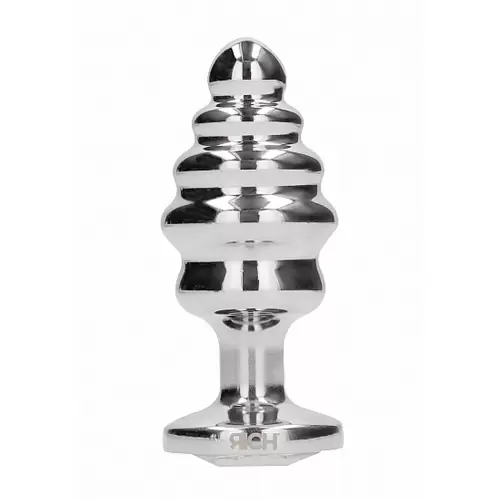 Ribbed Diamond Plug - 3.15 Inch - Silver