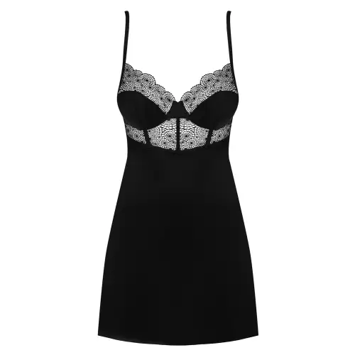 Bielizna-Sharlotte koszulka i string czarna L/XL