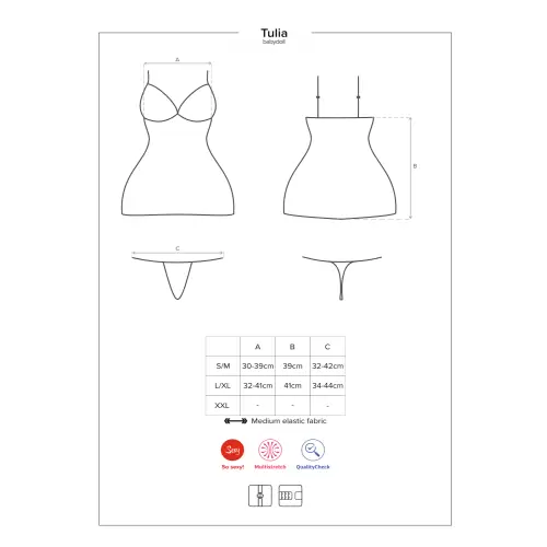 Bielizna-Tulia babydoll i stringi L/XL
