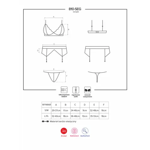 Bielizna-810-SEG-2 komplet 3-częściowy biały S/M