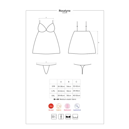 Bielizna-Rosalyne babydoll i stringi czerwona S/M