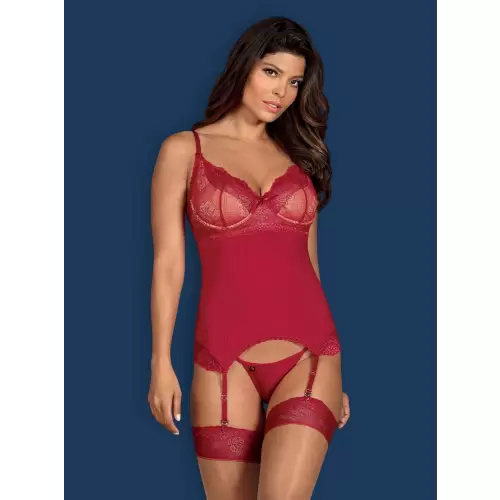 Bielizna-Rosalyne gorset i stringi czerwony S/M