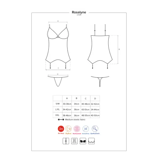 Bielizna-Rosalyne gorset i stringi czerwony S/M
