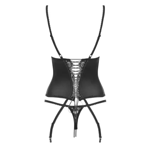 Bielizna-Laluna gorset i stringi czarny S/M