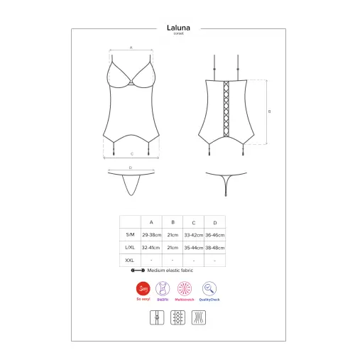 Bielizna-Laluna gorset i stringi czarny S/M