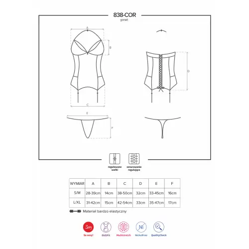 Bielizna-838-COR-3 gorset i stringi S/M