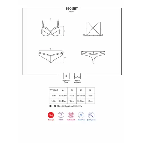 Bielizna-860-SET-1 komplet 2-częściowy czarny S/M