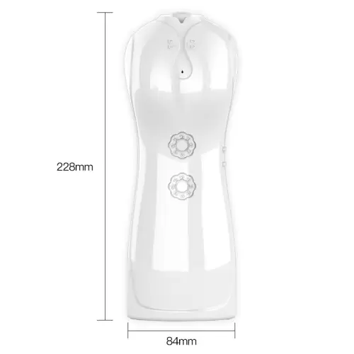 Masturbator-Boss Series-Vibrating and Flashing Masturbation Cup USB 7+7 Function / Talk Mode (White)