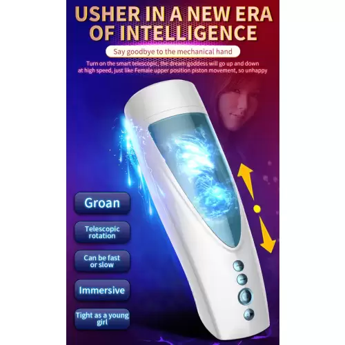 Masturbator-Vibrating, Rotating and Flashing Masturbation USB 10+10 Function / Talk Mode