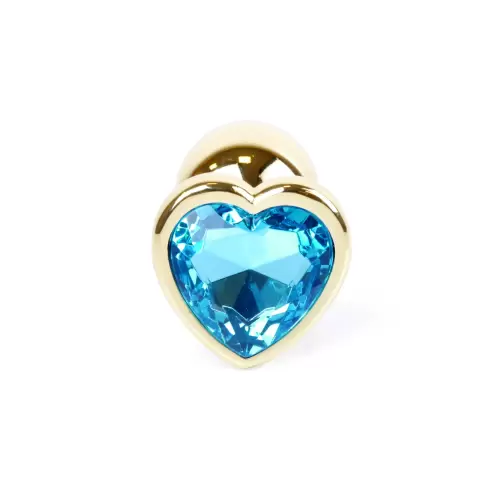 Plug-Jewellery Gold Heart PLUG- Light Blue