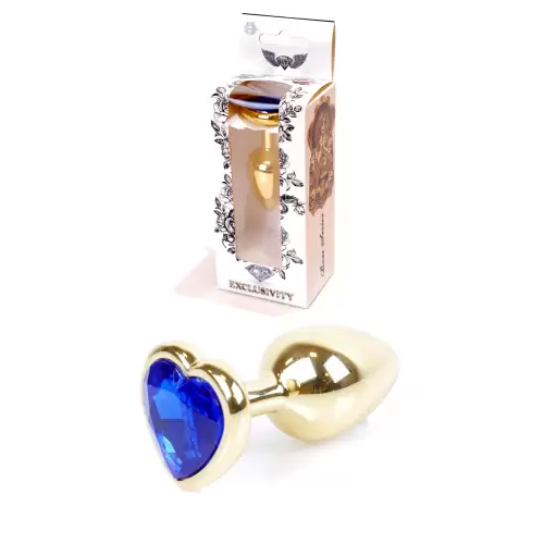 Plug-Jewellery Gold Heart PLUG- Dark Blue