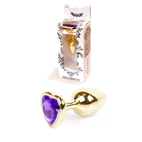 Plug-Jewellery Gold Heart PLUG- Purple
