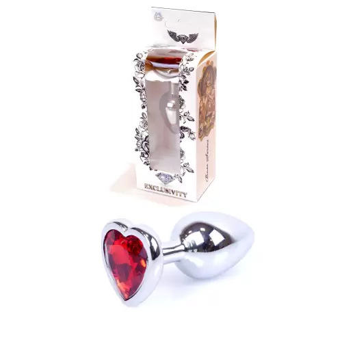 Plug-Jewellery Silver Heart PLUG- Red