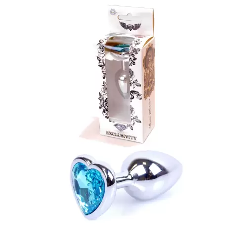 Plug-Jewellery Silver Heart PLUG- Light Blue