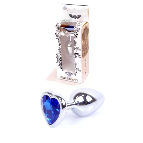 Plug-Jewellery Silver Heart PLUG- Dark Blue