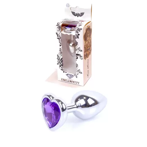 Plug-Jewellery Silver Heart PLUG- Purple
