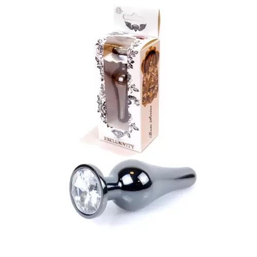 Plug-Jewellery Dark Silver BUTT PLUG- Clear