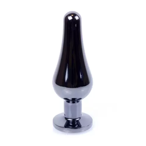 Plug-Jewellery Dark Silver BUTT PLUG- Clear