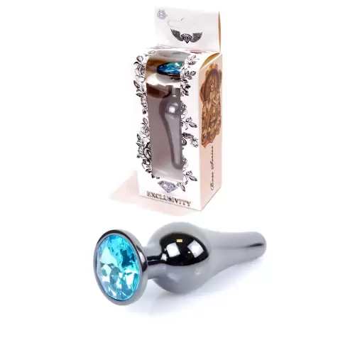 Plug-Jewellery Dark Silver BUTT PLUG- Light Blue