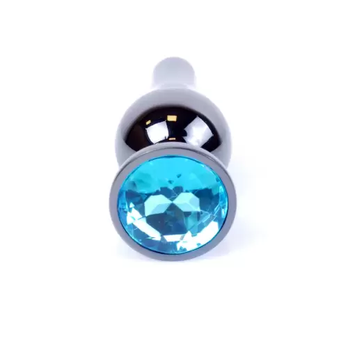 Plug-Jewellery Dark Silver BUTT PLUG- Light Blue