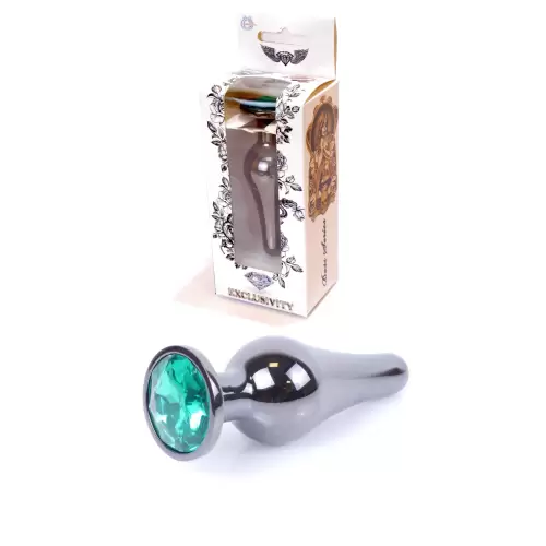 Plug-Jewellery Dark Silver BUTT PLUG- Green