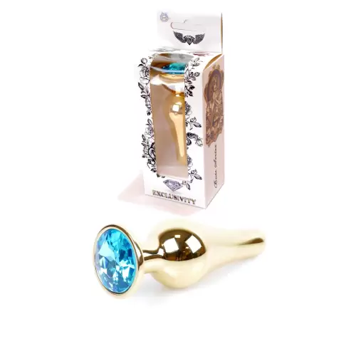 Plug-Jewellery Gold BUTT PLUG- Light Blue