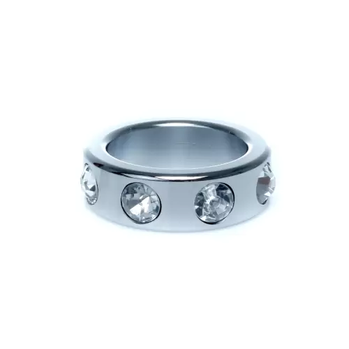 Pierścień-Metal Cock Ring with Cristal Diamonds Small
