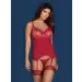 Bielizna-Rosalyne gorset i stringi czerwony S/M